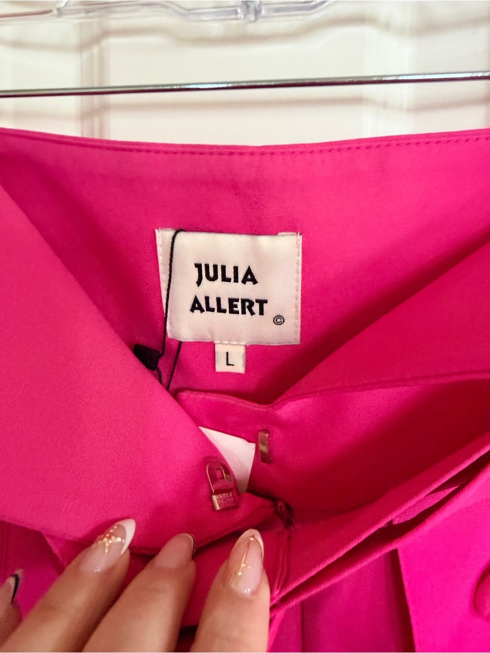 Julia Allert High-Waist Pink Belted Handkerchief Hem Shorts - Picture 6 of 9
